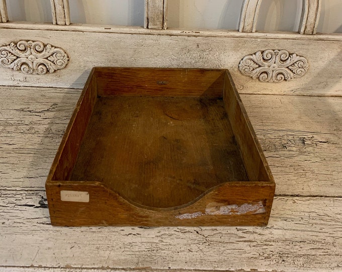 Vintage Wooden Desk Organizer Tray - Inbox Outbox - in Box - Etsy