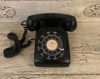 Black Rotary Phone Black Rotary Phone, Antique Black Desk Phone