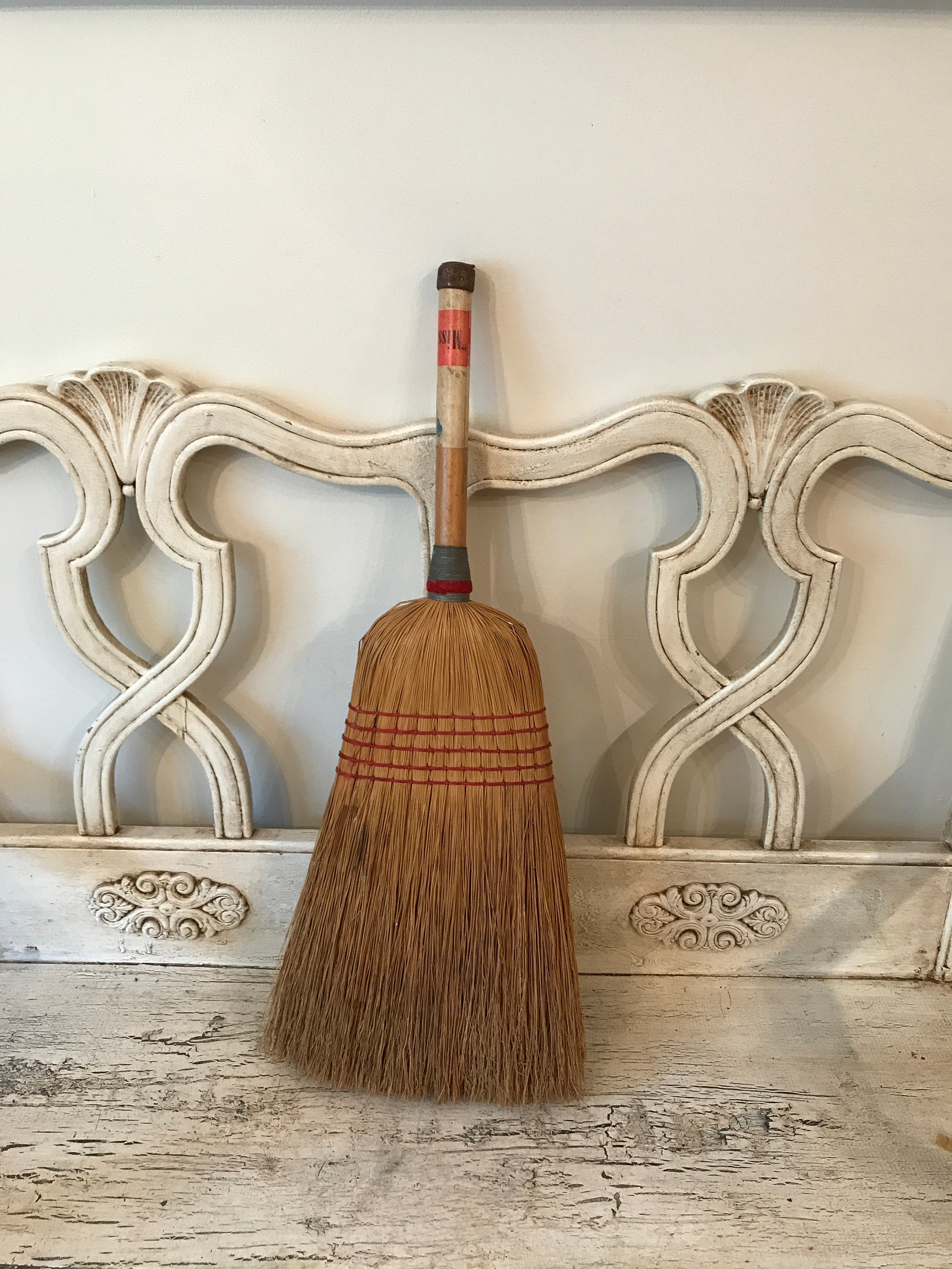 Vintage Whisk Brooms Natural Straw Bristle Brooms Etsy
