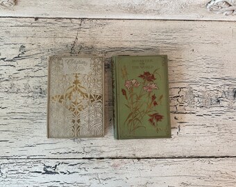 Two Antique Religious Books - Pretty, Gilded Floral Books for Decor of Gifts