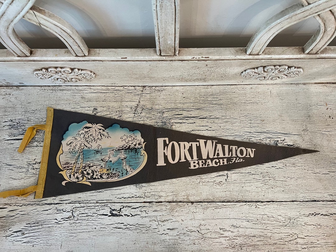 Vintage Felt Souvenir Pennant Fort Walton Beach Florida Etsy