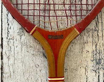 Antique Wooden Tennis Racket - Beautiful, 1920s Wards Challenge Tennis Racket