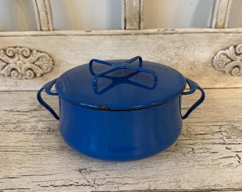 Small Dansk Kobenstyle Pot  - Deep Blue - Lightly Distressed - 2 Qt