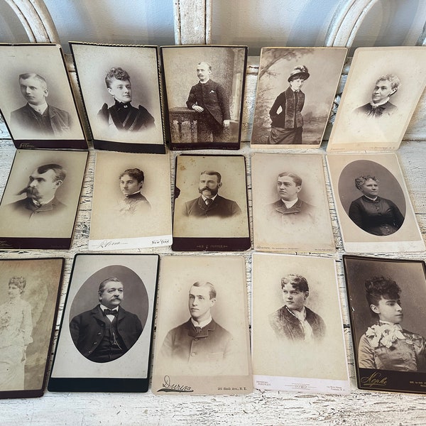 Antique Photo Lot - 15 Vintage CDVs - Carte de Visite Lot -  Mid - Late 1800s - Instant Ancestors