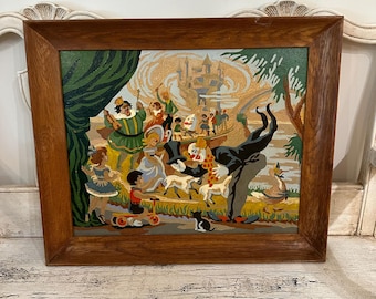 Large, Vintage Paint by Number Picture - Glow Fairytale Circus