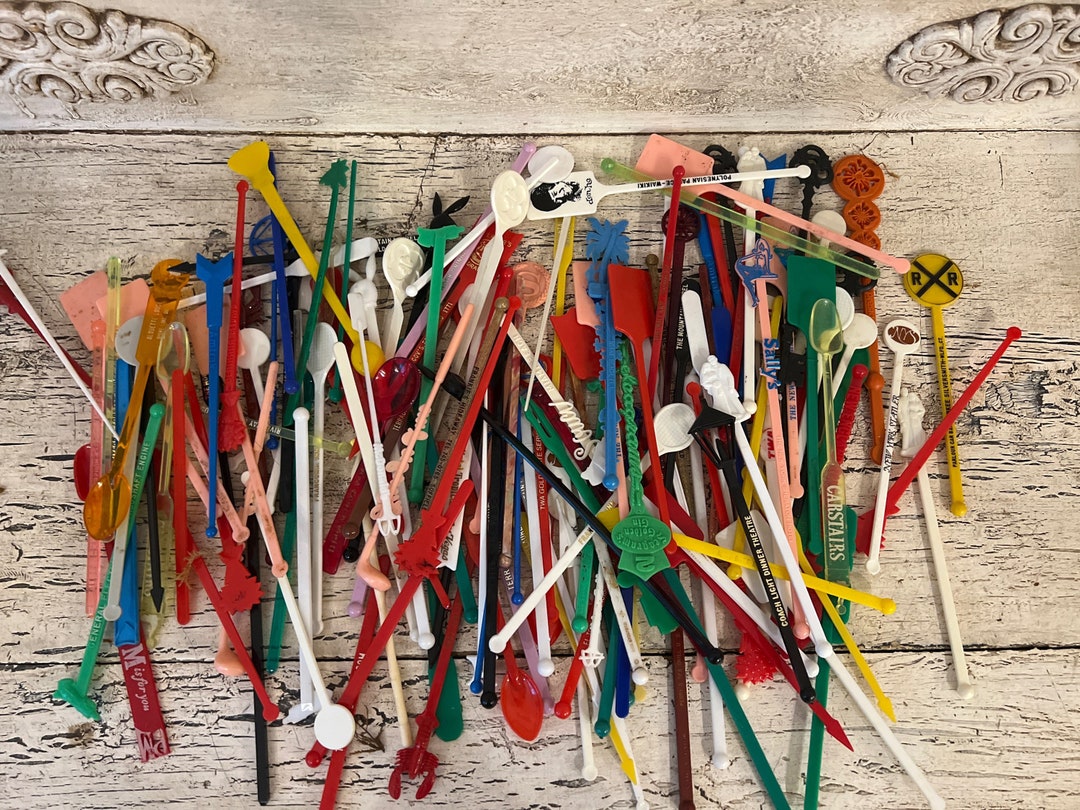 Vintage Swizzle Sticks Lot of Over 120 Retro Drink Stirrers From the