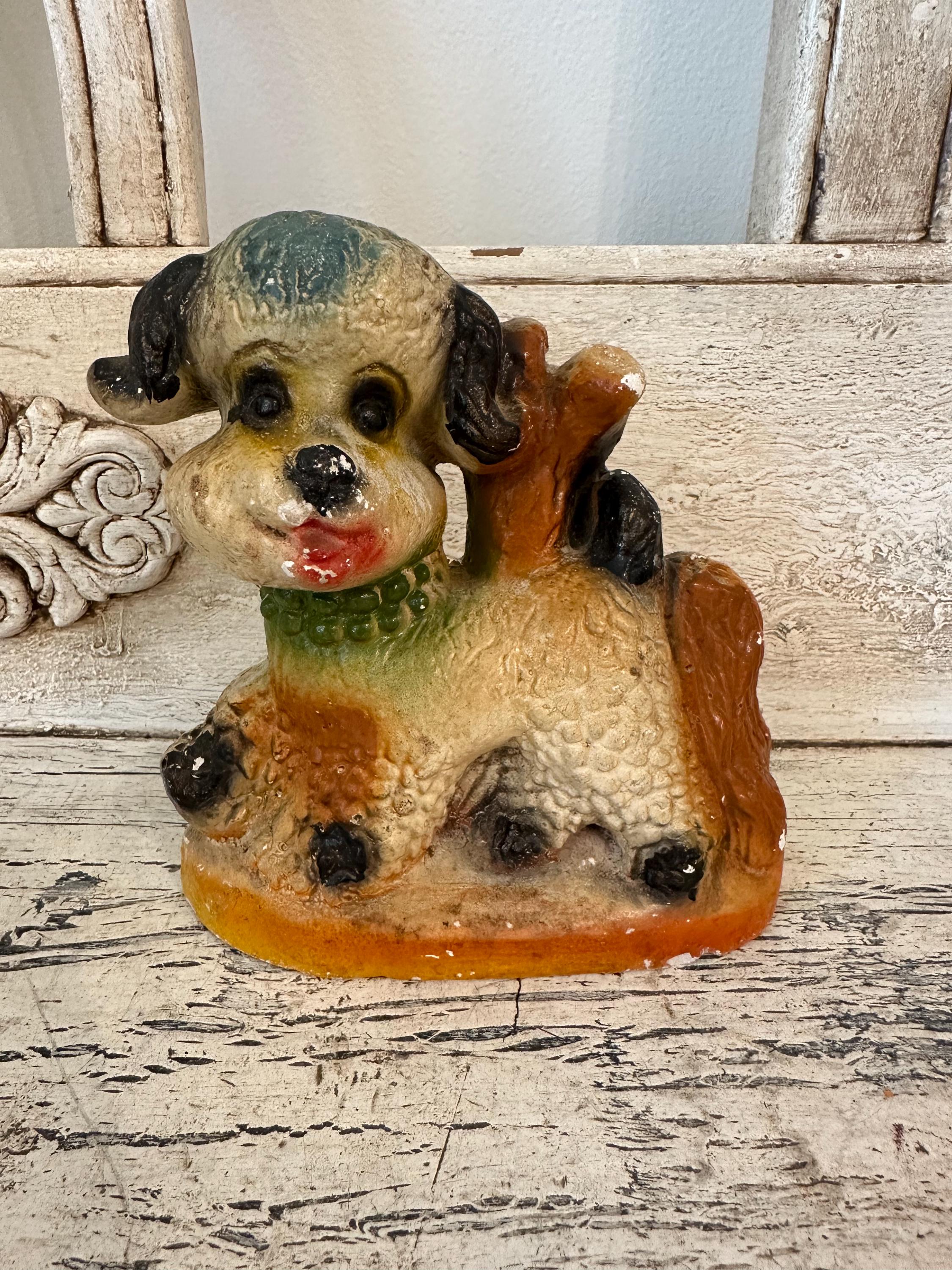 Vintage Chalkware Dog - Retro Carnival Prize - Sweet Nursery Decor