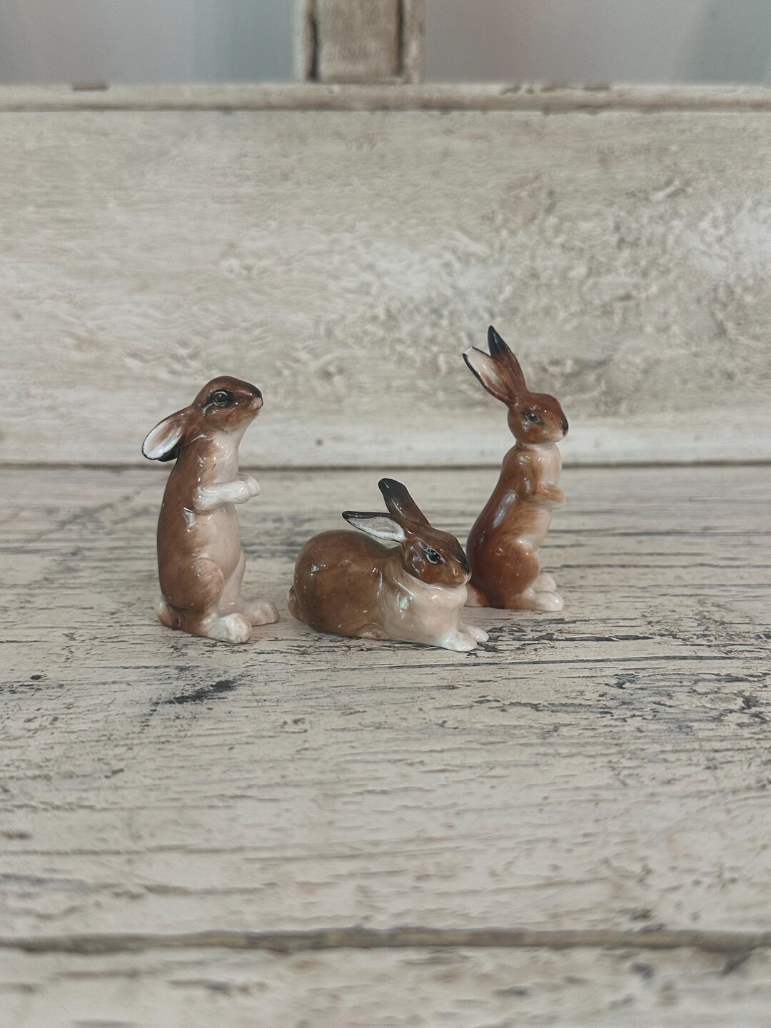 Royal Doulton Animal Study - Rabbits - Set of 3 - One Chipped Ear ...