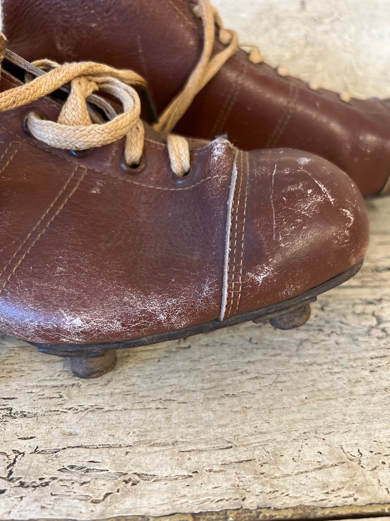 Antique Leather Baseball Cleats 1930s or 40s Rustic Decor Etsy Canada