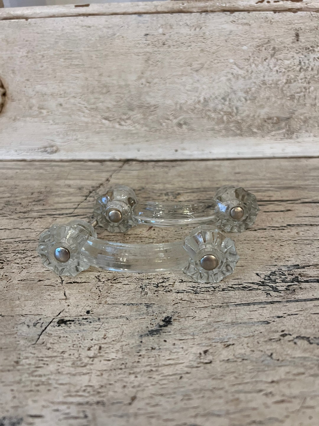 Vintage Glass Drawer Pulls Set of 2 Authentic Vintage Glass Etsy