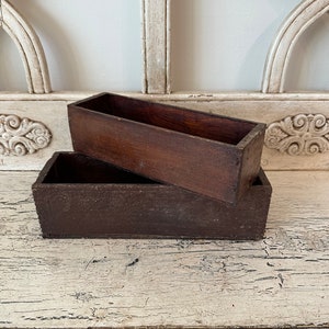 Set of Two Vintage Wood Boxes - American & Cream Cheese Boxes - Rustic Storage