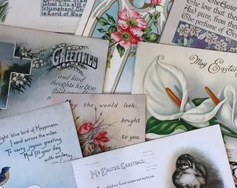 Vintage Easter Postcards – Ephemera for Mixed Media, Crafts (Set of 8)