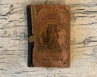 Antique School Book - Greene's Introduction to the Study of English Grammar, 1868 - Rustic Tattered Reading Book