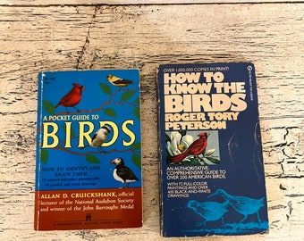 Pair of Vintage Paperback Bird Books: How to Know the Birds & A pocket Guide to Birds - Tattered, Distressed