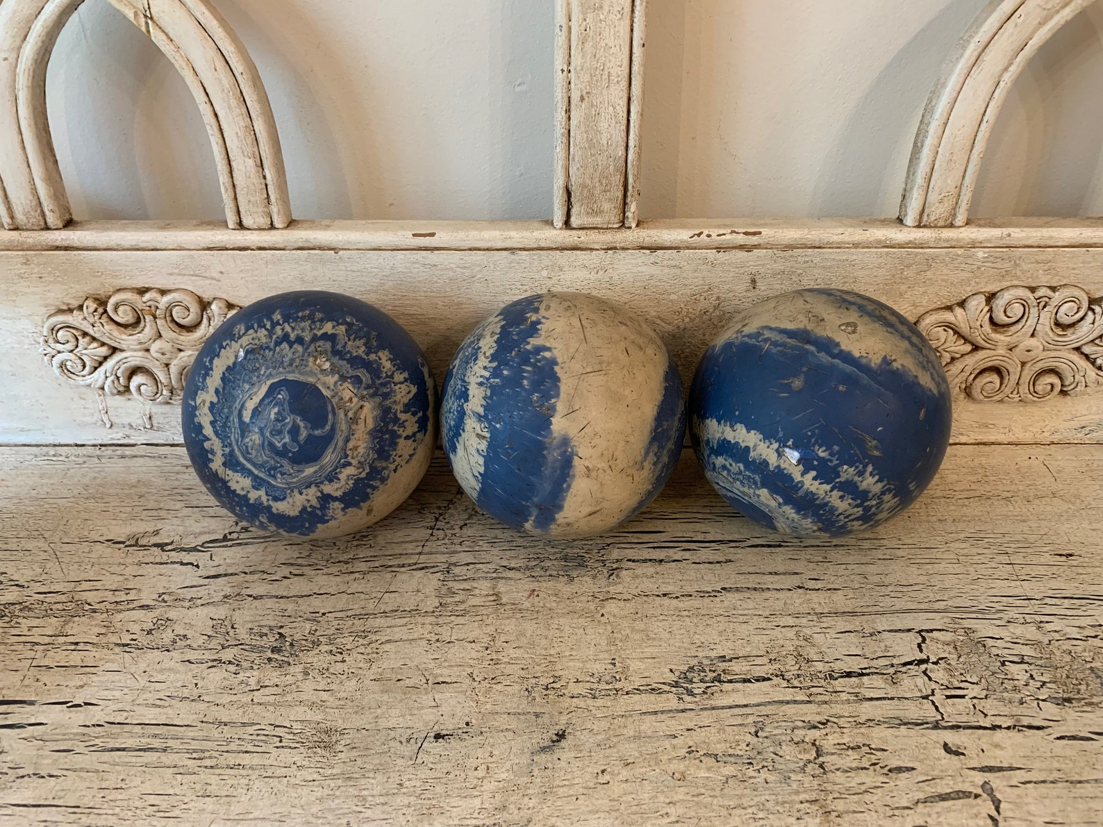 Vintage Duckpin Bowling Balls Blue and White 3.5 Pounds Etsy
