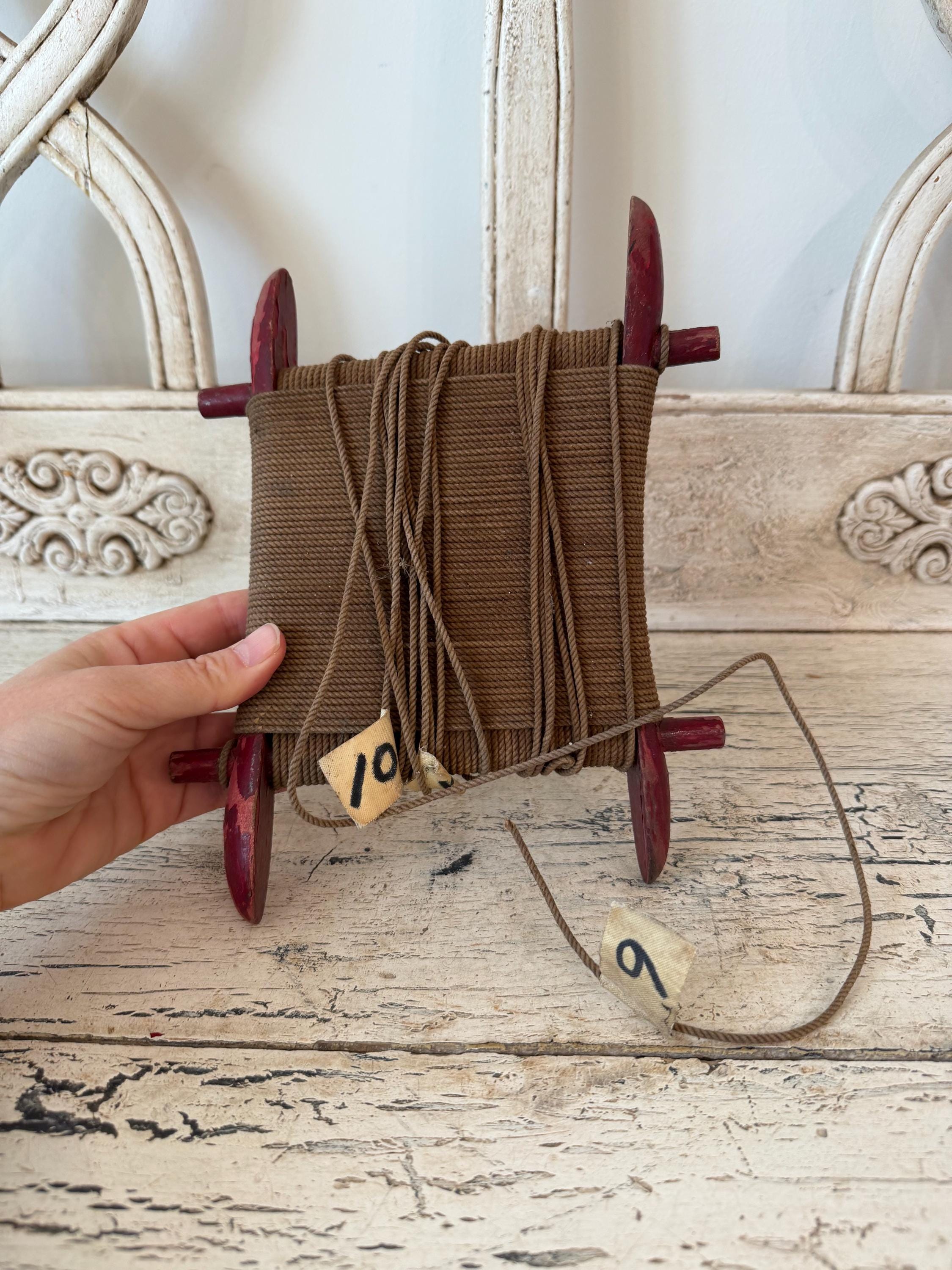 String Row Markers Antique Row Marker or String Winder - Wooden Winder With Marked Tabs ...