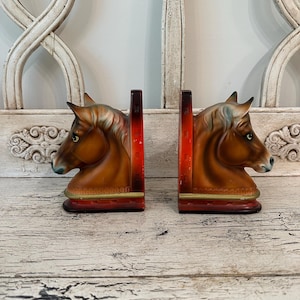 Vintage Horse Bookends - Norleans Japan 1950&#39;s - Equestrian, Western, Farmhouse Decor