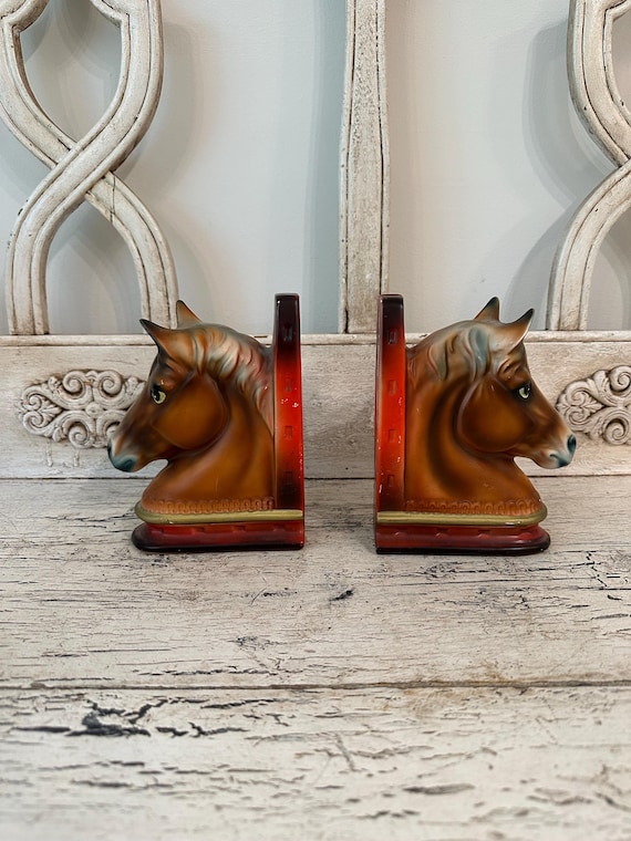 アンティーク雑貨 Horse Bookend Vintage Horse Bookends - Norleans Japan 1950's - Equestrian