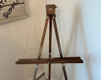 JM PAILLARD PARIS Vintage Wooden Travel Art Folding Painter's Easel, Tripod  583