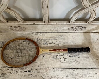 Vintage Wooden Tennis Racket - Distressed, Rustic Racket for Decor