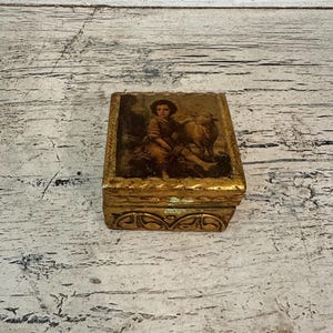 Small, Florentine Trinket Box - 1960&#39;s - 70&#39;s Italy Souvenir - Venetian Style