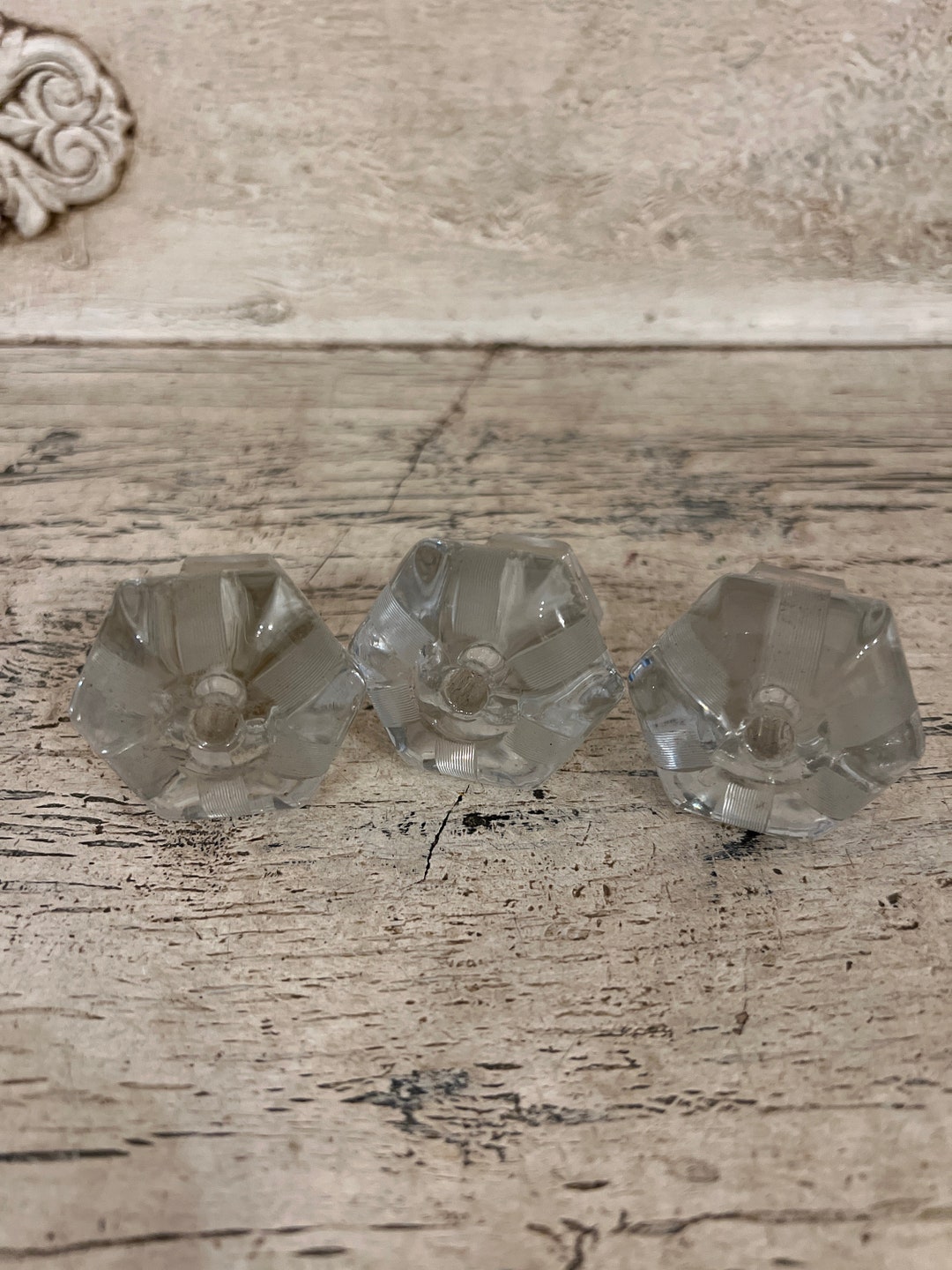 Vintage Glass Drawer Pulls Drawer Knobs Set of 3 Authentic Etsy