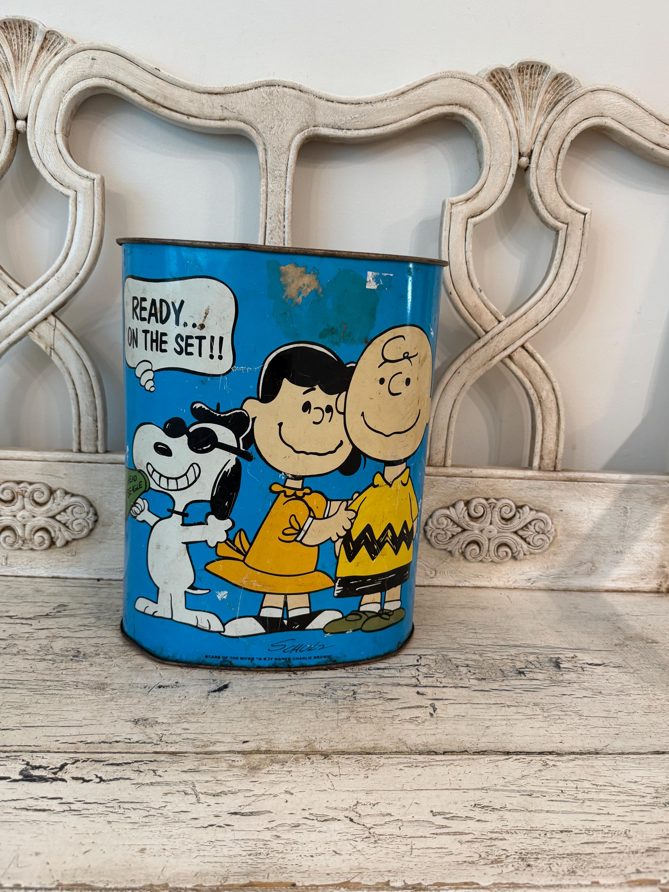 Vintage Peanuts Trash Can Snoopy - Etsy
