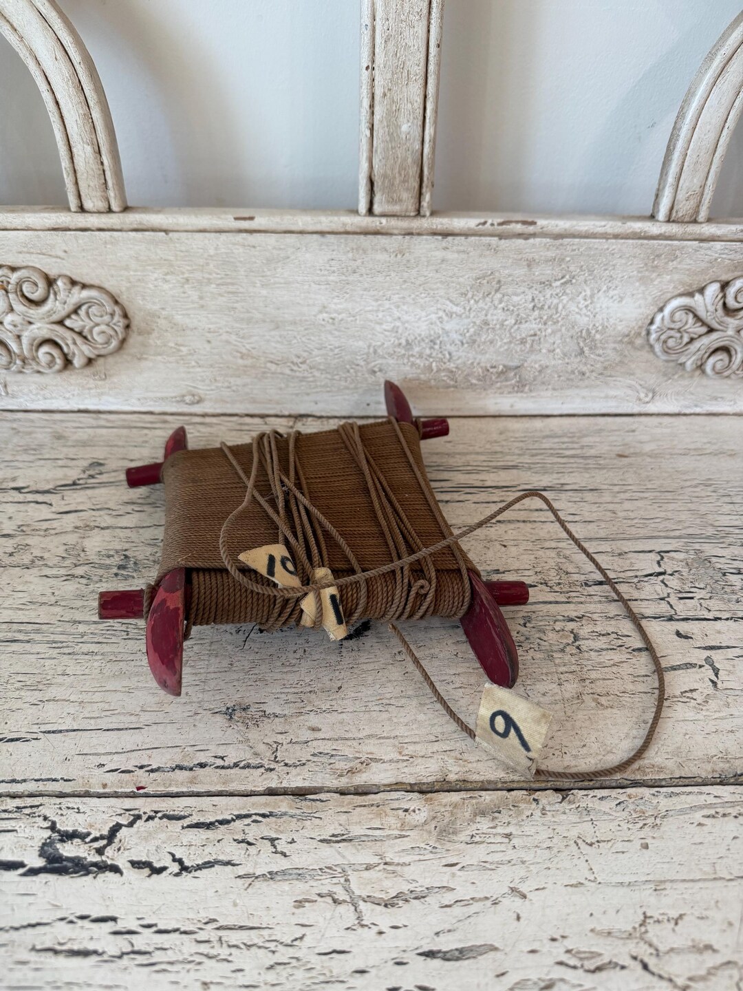 String Row Markers Antique Row Marker or String Winder - Wooden Winder With Marked Tabs ...