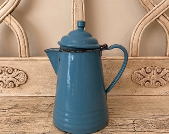Antique Blue Enamel Tea Pot