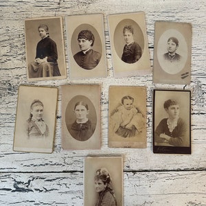 Antique Photo Lot - 9 Vintage Cabinet Cards - Mid - Late 1800s - Instant Ancestors