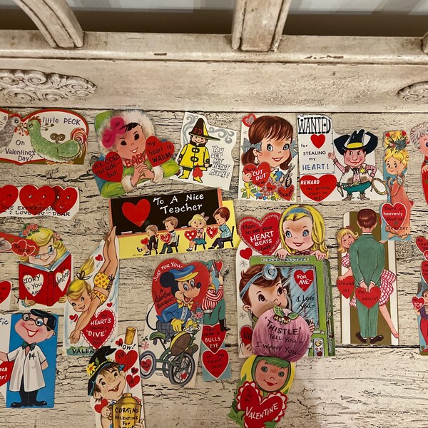 Vintage 1960s Unused Valentines - Lot of Over 20 for Scrapbooking or Collecting