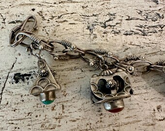 Charme Bracelet Argent Sterling 925 Vintage - Lanterne Ouvrable 2,7g, 1,8cm, Bon état