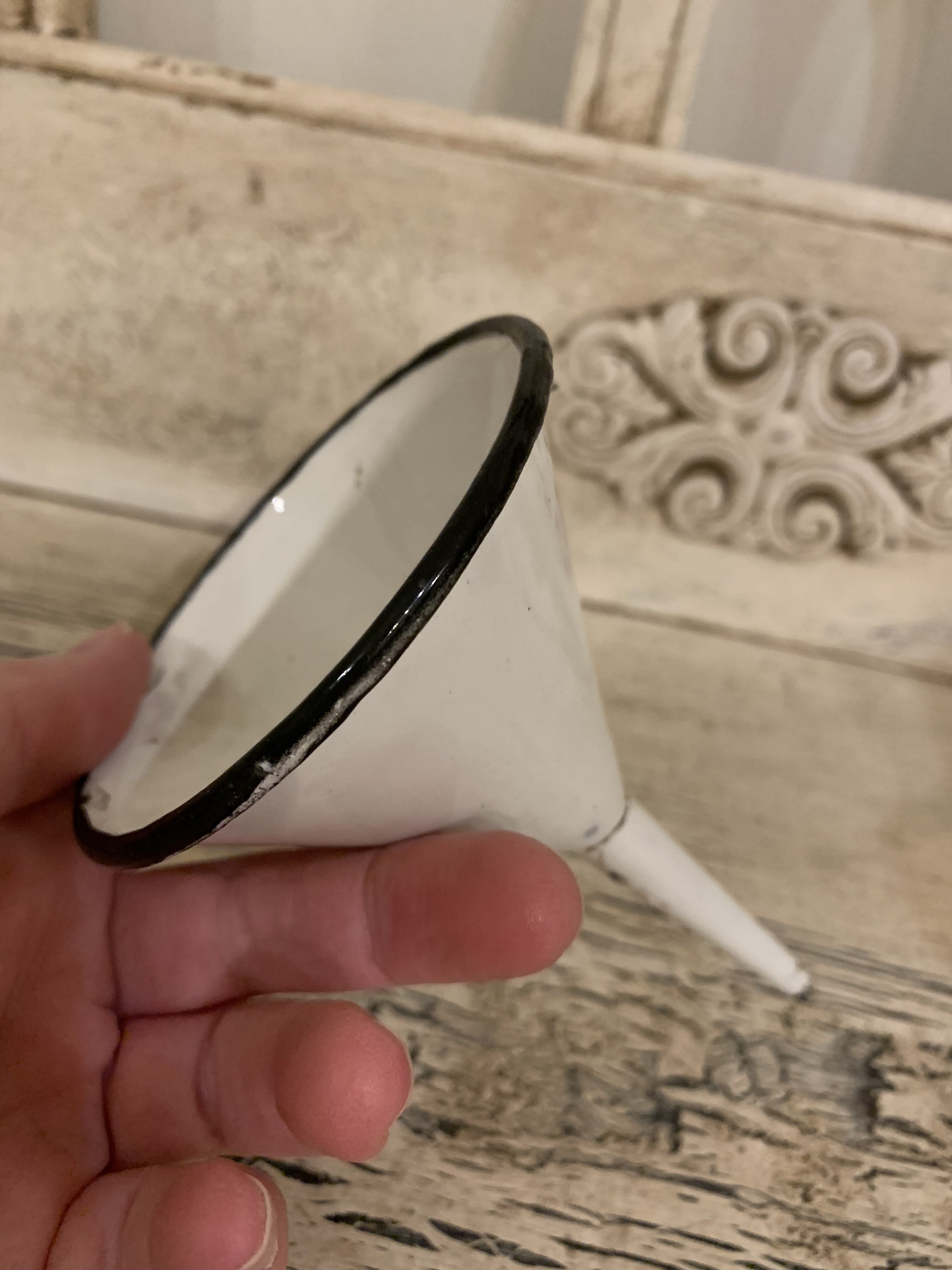 Small Enamel Funnel Tiny Farmhouse Funnel White Enamel Etsy