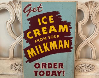Vintage Grocery Store Advertising Poster - Ice Cream Sign - Advertising Sign - Authentic