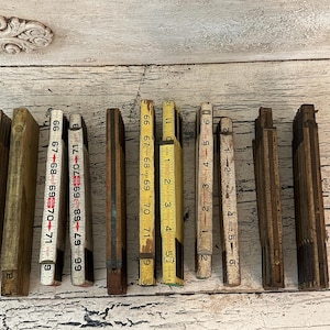 Vintage Wooden Folding Ruler Lot - Zig Zag Rulers - 11 Ruler Lot