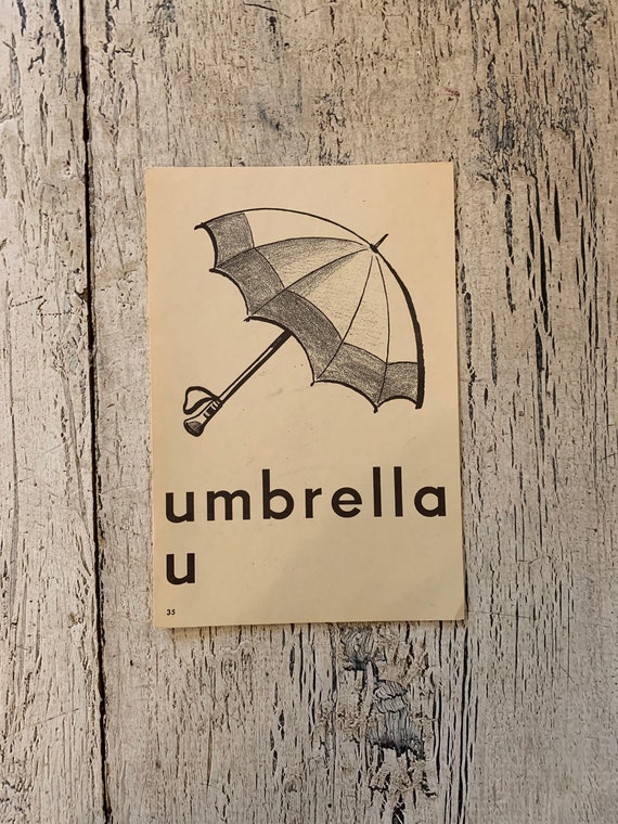 Vintage Alphabet Flash Card Carta para paraguas Tarjeta España