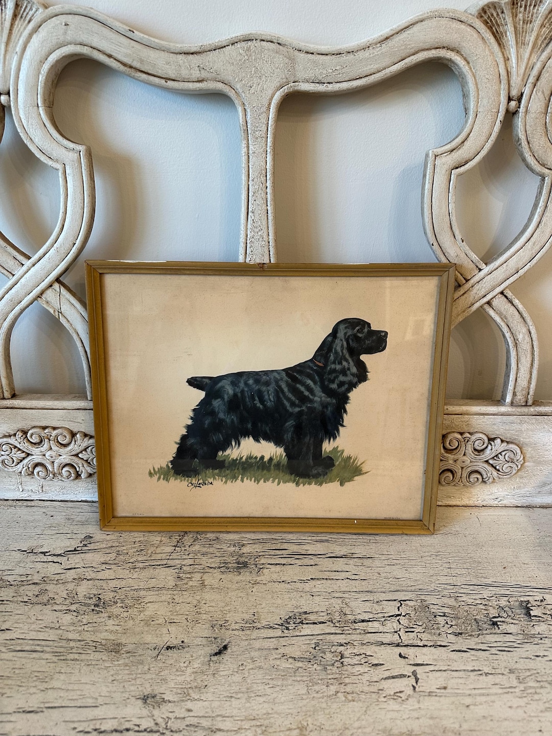 Vintage 1950's Dog Print - Cocker Spaniel - Framed, Litho Dog Picture ...