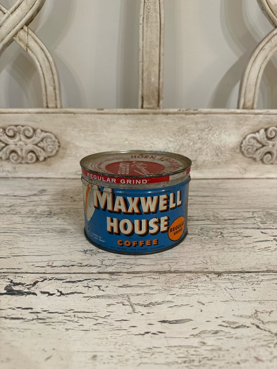 Vintage Coffee Tin - Maxwell House Coffee Tin - Fun Graphics