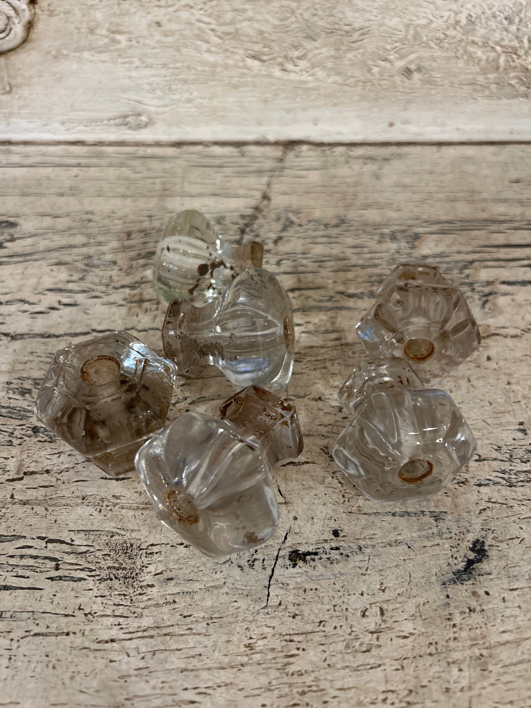 Vintage Glass Drawer Pulls, Drawer Knobs Set of 6 Authentic, Vintage