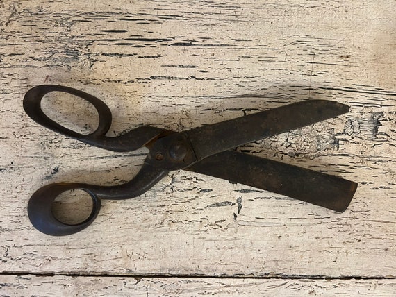 Antique, Cast Iron Shears Thick, Rustic, Industrial Scissors Rusty,  Distressed 