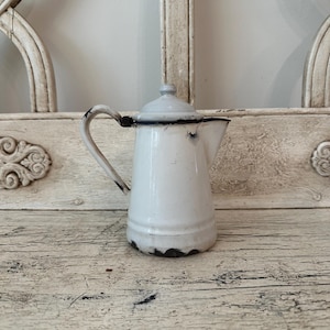 Small Antique White Enamel Coffee or Teapot
