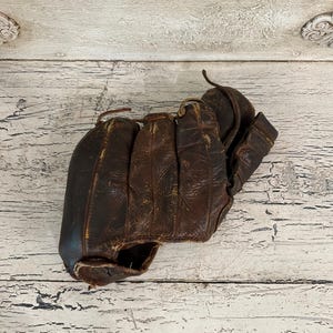 Antique Leather Baseball Glove or Catchers Mitt  - Rustic Decor - Game Room, Man Cave Decor