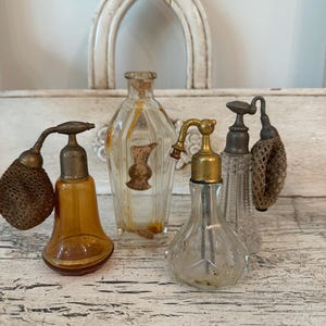 Instant Collection of Antique Perfume Atomizers and Bottles - Pretty Victorian and Edwardian Perfume Bottles for Decor