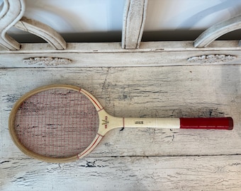 Vintage Wooden Tennis Racket - Distressed, Rustic Racket for Decor