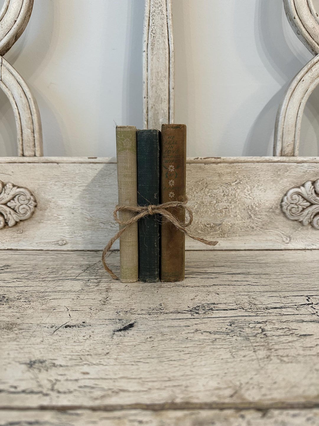 Farmhouse Tattered Book Stack - Rustic Home Decor - Antique, Distressed ...