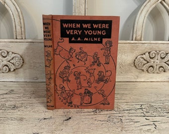When We Were Very Young, 1956 - Vintage Winnie the Pooh Book - Tattered - Rustic Children's Decor