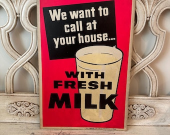 Vintage Grocery Store Advertising Poster - Vintage Milk Sign - Advertising Sign - Authentic