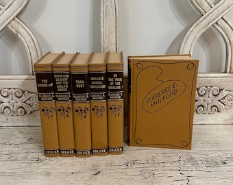 Vintage Western Book Set - Six 1930s Clarence Milford Books - Fun Spines - Great Condition