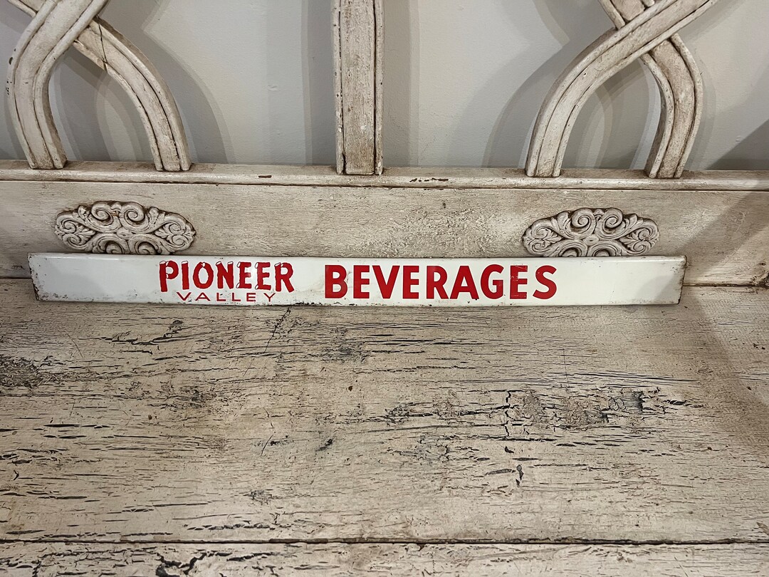 Vintage Metal Soda Advertising Rack Sign Pioneer Valley Beverages Fun