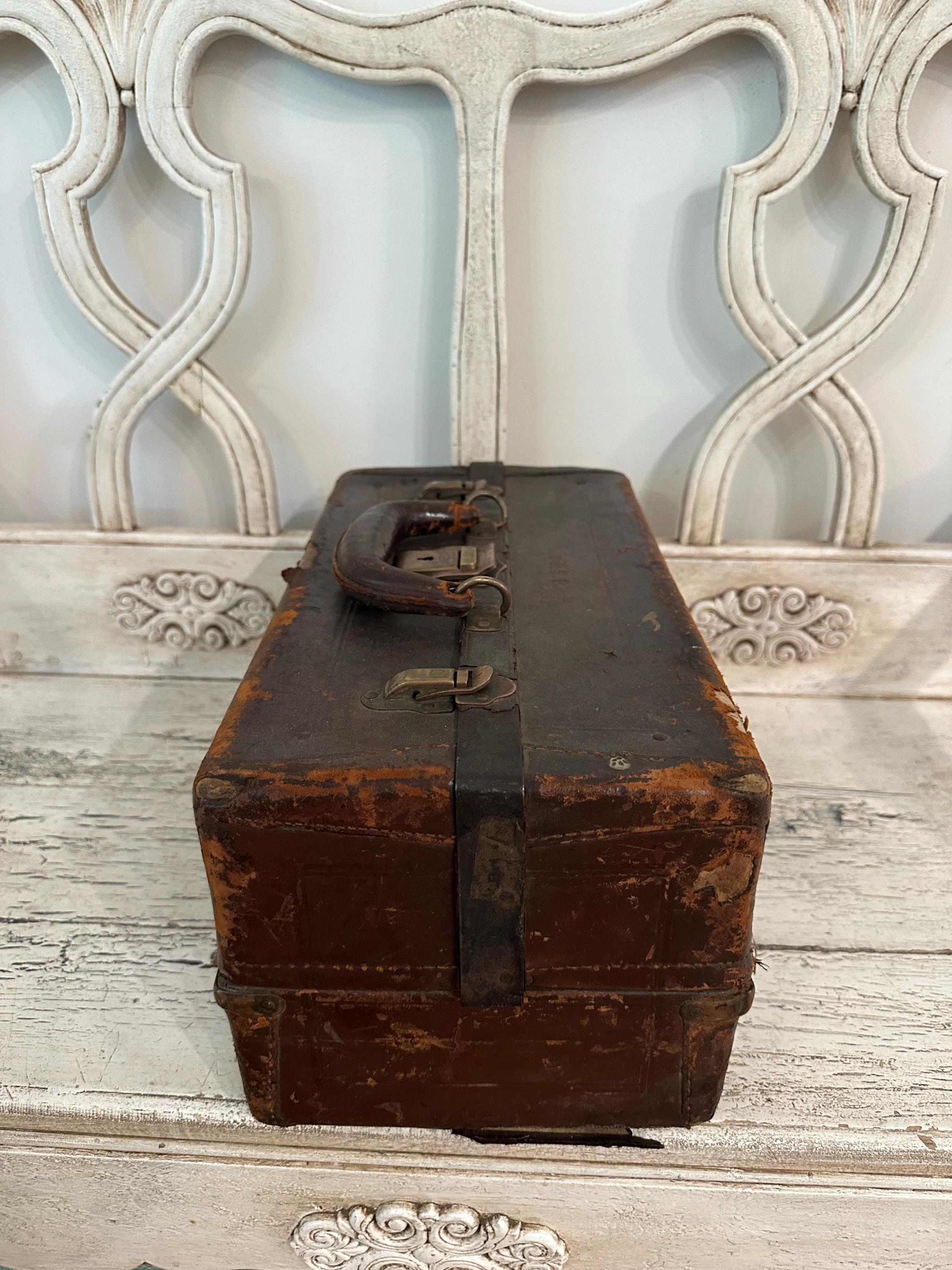 Antique Leather Tackle Box - Von Lengerke & Antoine (abercrombie and Fitch)  - Distressed, Tattered, Gorgeous - Etsy